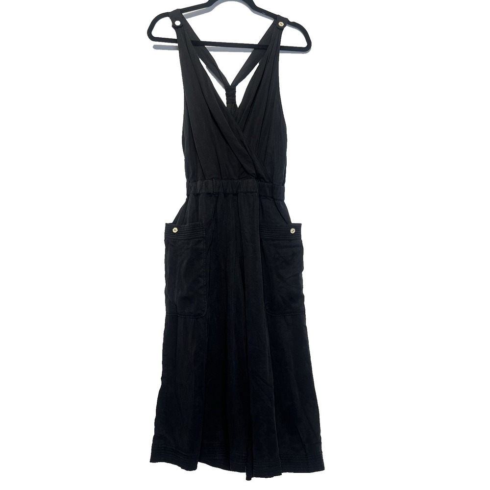 Elevenses Jumpsuit Womens 6T Black Anthropologie Sable Romper Cropped Wide Leg‎